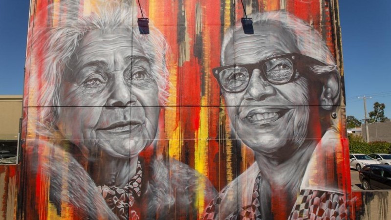 Aboriginal Street Art Project - Aunty Margaret Tucker (MBE) and Nanny Nora Charles Mural